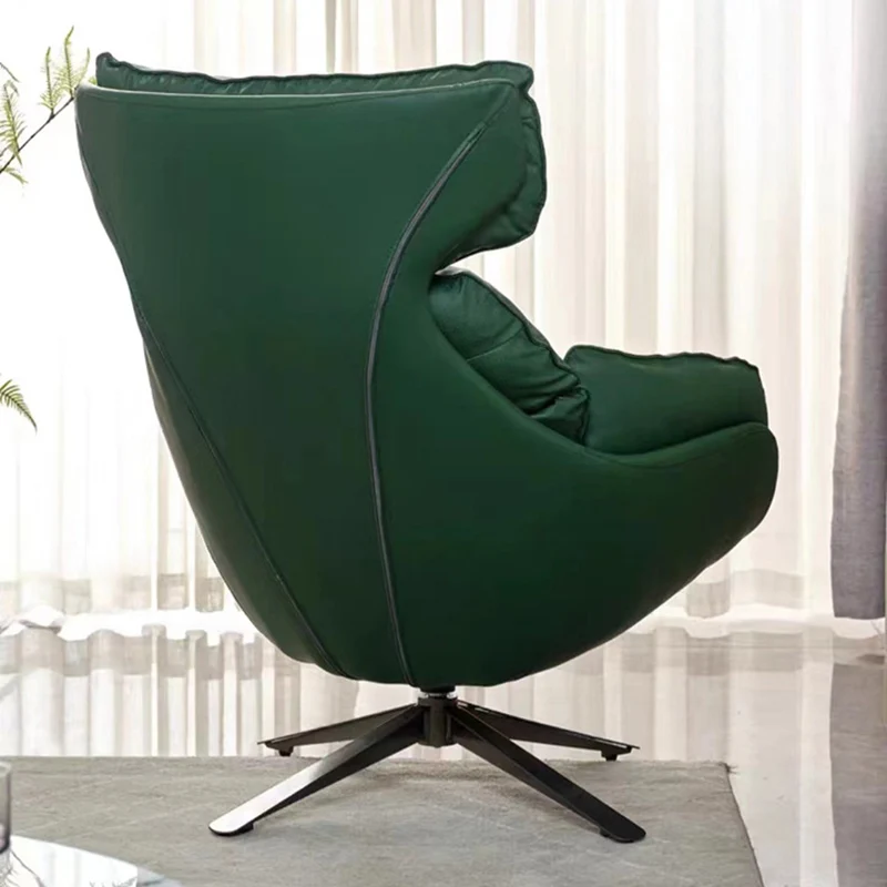 Contemporary Scandinavian Velvet Microfiber Leather Carbon Steel Swivel Curved Accent Chair With Backrest For Living Room