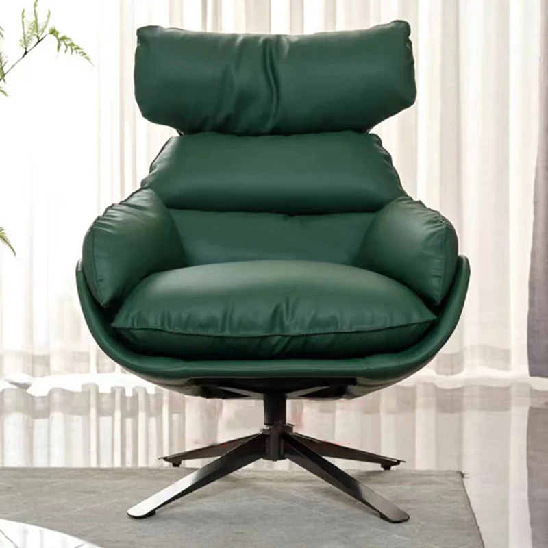 Contemporary Scandinavian Velvet Microfiber Leather Carbon Steel Swivel Curved Accent Chair With Backrest For Living Room