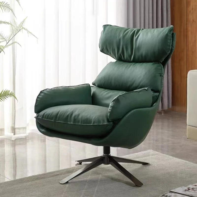 Contemporary Scandinavian Velvet Microfiber Leather Carbon Steel Swivel Curved Accent Chair With Backrest For Living Room