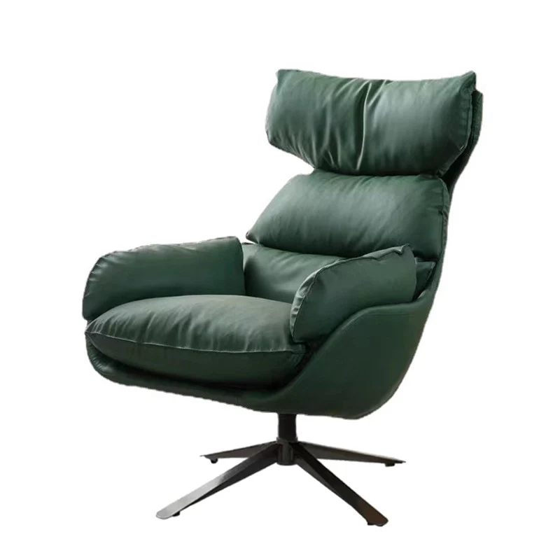 Contemporary Scandinavian Velvet Microfiber Leather Carbon Steel Swivel Curved Accent Chair With Backrest For Living Room
