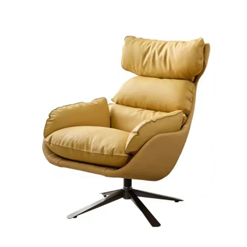 Contemporary Scandinavian Velvet Microfiber Leather Carbon Steel Swivel Curved Accent Chair With Backrest For Living Room