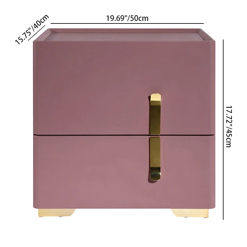 Contemporary Scandinavian Square Rounded Corner Bedside Table - Faux Leather 2 Nightstand For Bedroom