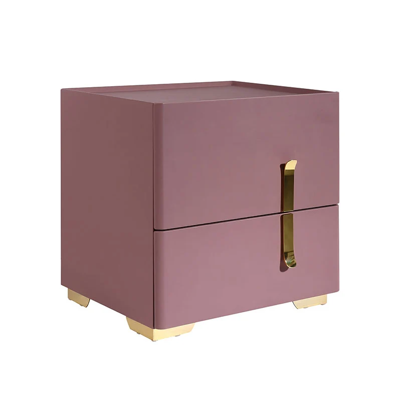 Contemporary Scandinavian Square Rounded Corner Bedside Table - Faux Leather 2 Nightstand For Bedroom