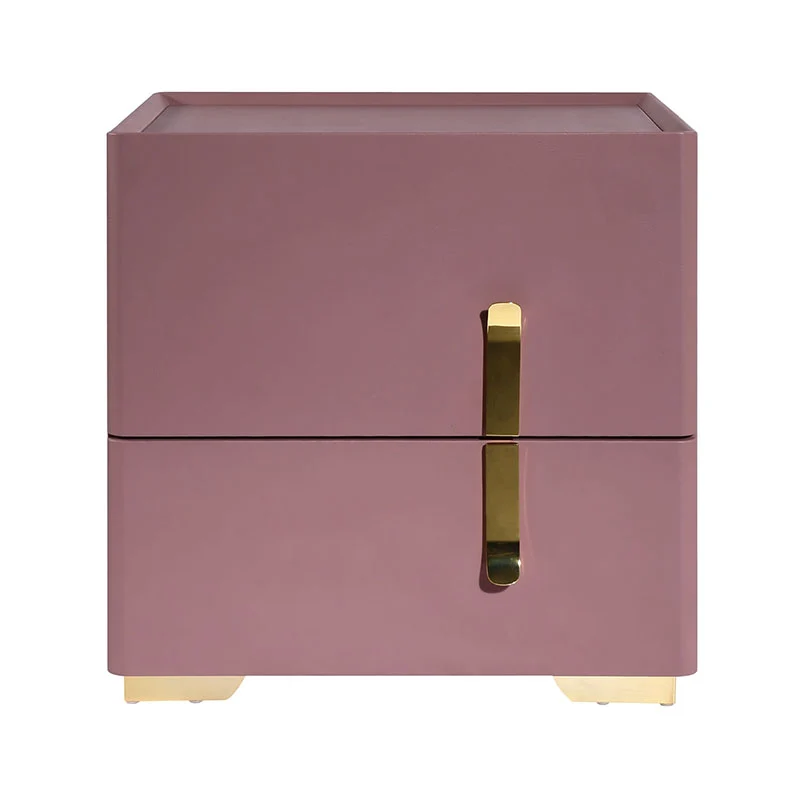 Contemporary Scandinavian Square Rounded Corner Bedside Table - Faux Leather 2 Nightstand For Bedroom