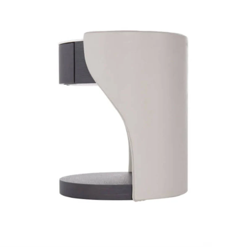 Contemporary Round 1 Hidden Drawer Bedside Table - Faux Leather Open Shelf Nightstand For Bedroom