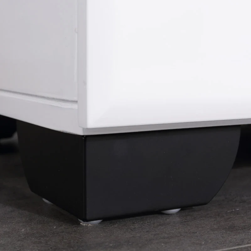 Modern Minimalist High-Gloss White Bedside Cabinet - 2 Drawer Geometric Texture Nightstand For Bedroom