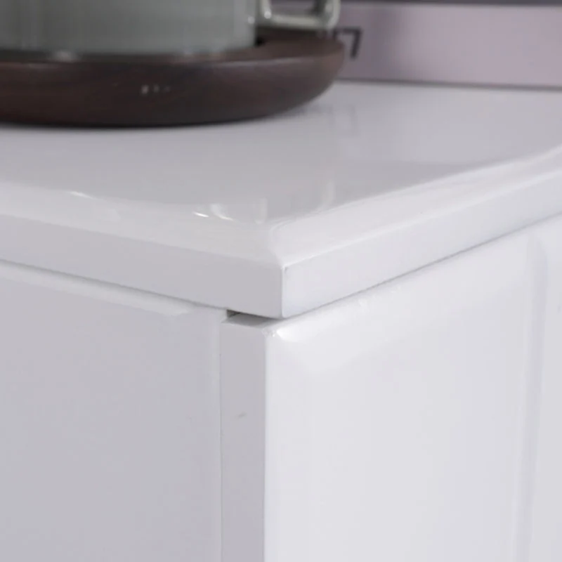 Modern Minimalist High-Gloss White Bedside Cabinet - 2 Drawer Geometric Texture Nightstand For Bedroom