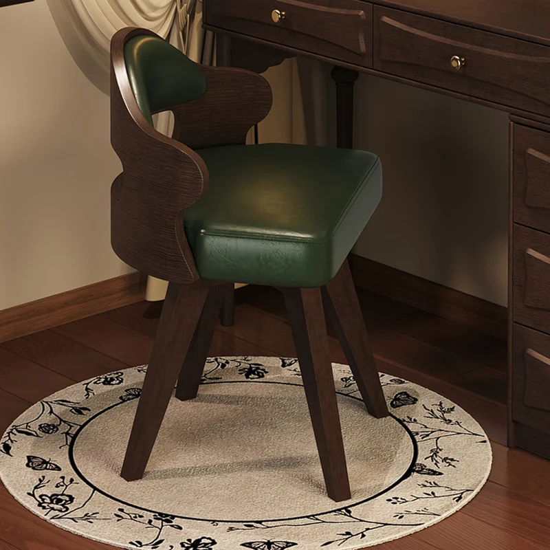 Traditional Vintage Faux Leather Rectangular Swivel Desk Chair With Contoured Backrest, Armless Design For Living Room & Bedroom