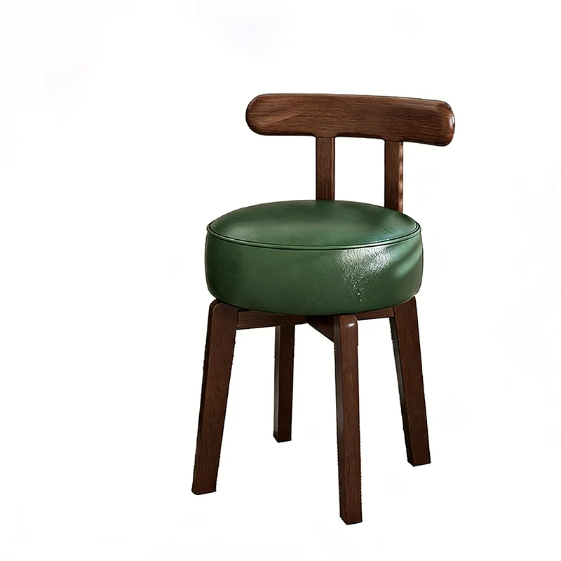 Traditional Vintage Faux Leather Rectangular Swivel Desk Chair With Contoured Backrest, Armless Design For Living Room & Bedroom