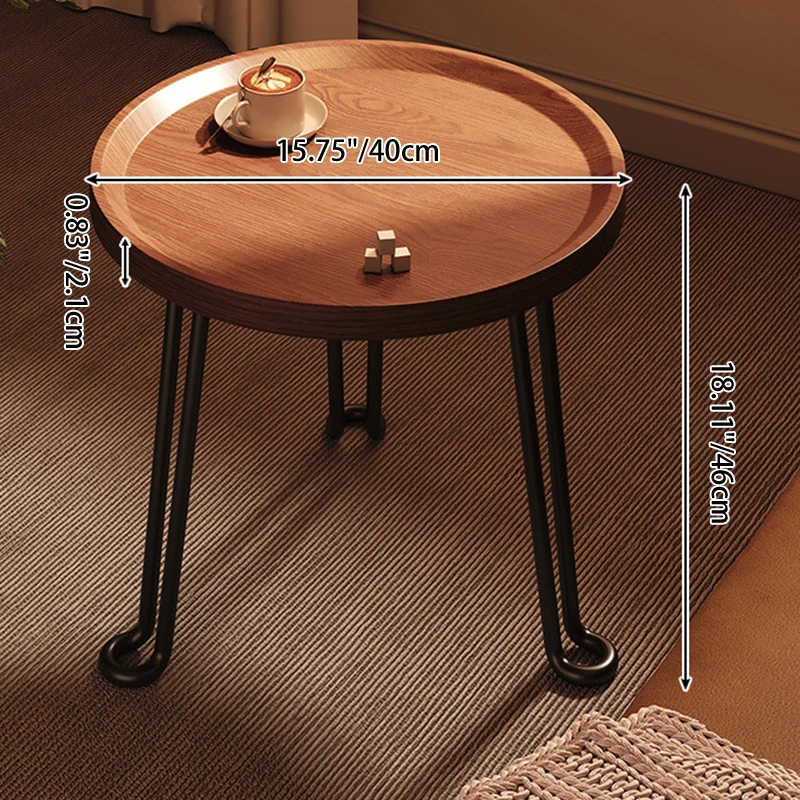 Modern Minimalist Round MDF Iron Flower-Shaped Foldable Side Table For Living Room And Bedroom