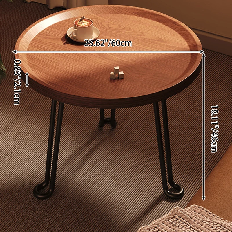 Modern Minimalist Round MDF Iron Flower-Shaped Foldable Side Table For Living Room And Bedroom