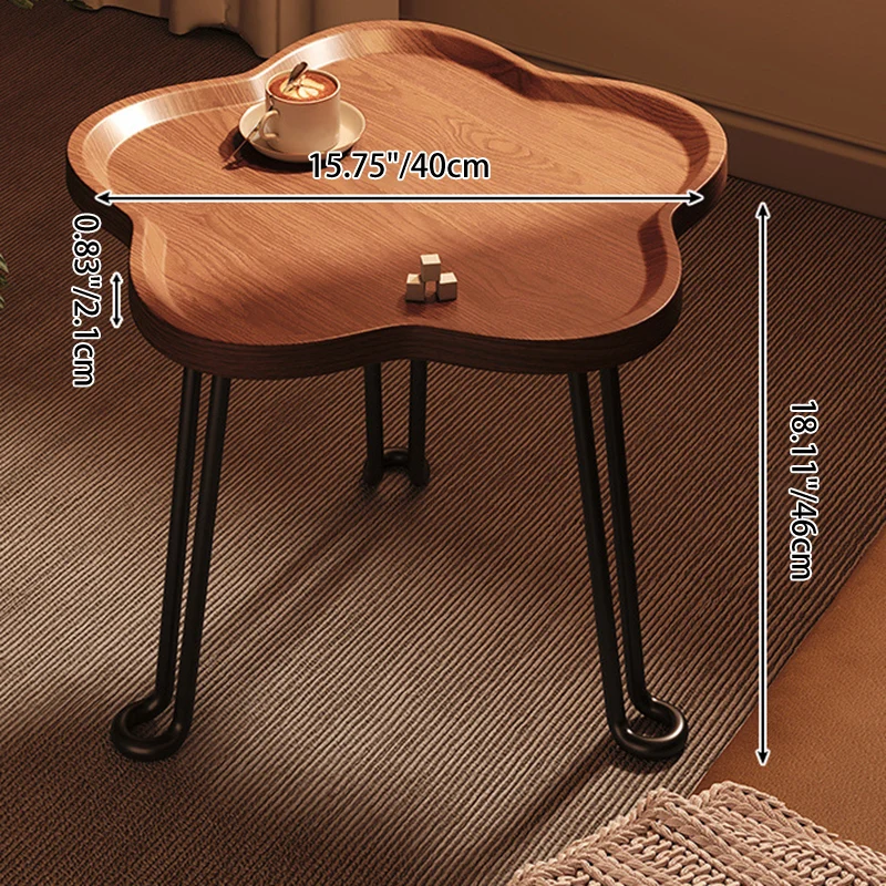 Modern Minimalist Round MDF Iron Flower-Shaped Foldable Side Table For Living Room And Bedroom