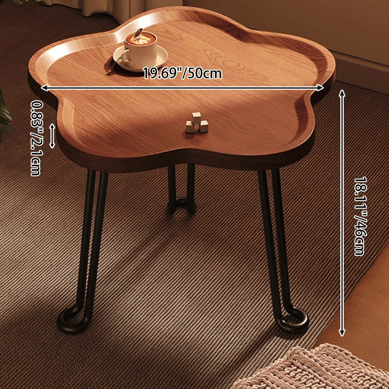 Modern Minimalist Round MDF Iron Flower-Shaped Foldable Side Table For Living Room And Bedroom