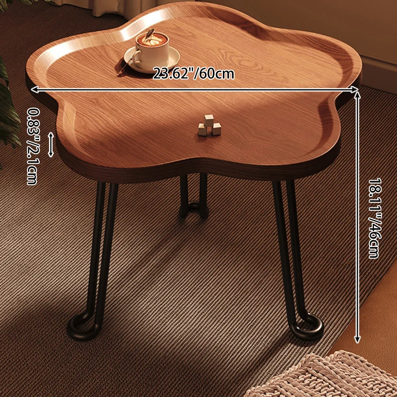 Modern Minimalist Round MDF Iron Flower-Shaped Foldable Side Table For Living Room And Bedroom
