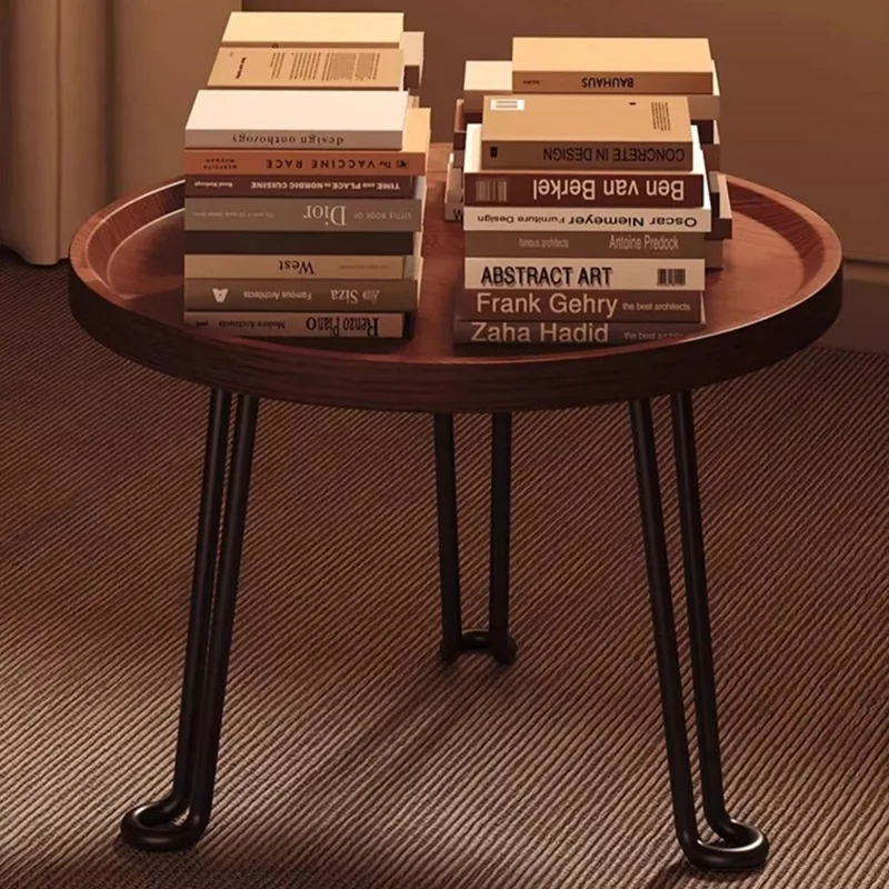 Modern Minimalist Round MDF Iron Flower-Shaped Foldable Side Table For Living Room And Bedroom