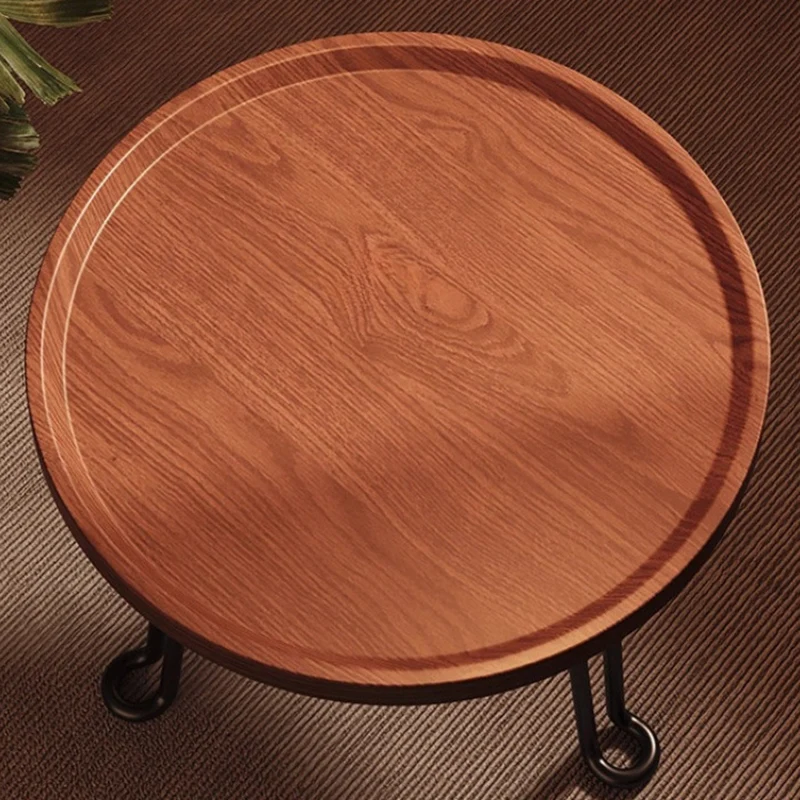 Modern Minimalist Round MDF Iron Flower-Shaped Foldable Side Table For Living Room And Bedroom