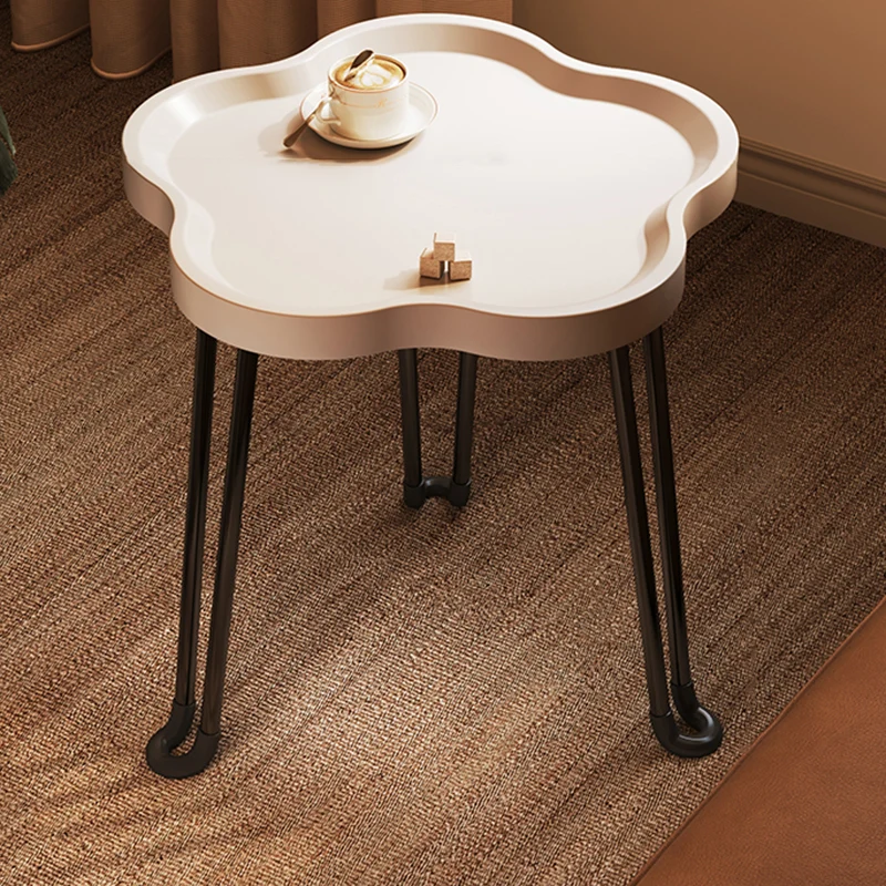 Modern Minimalist Round MDF Iron Flower-Shaped Foldable Side Table For Living Room And Bedroom