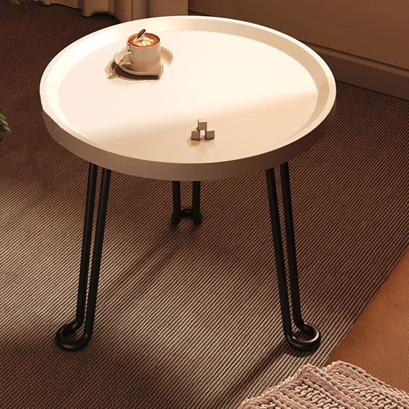 Modern Minimalist Round MDF Iron Flower-Shaped Foldable Side Table For Living Room And Bedroom
