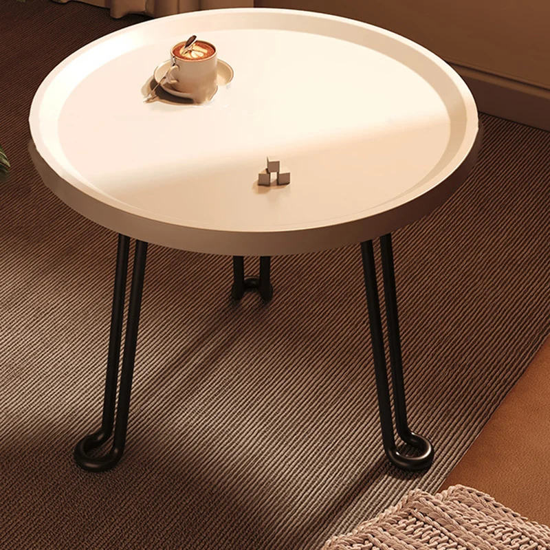Modern Minimalist Round MDF Iron Flower-Shaped Foldable Side Table For Living Room And Bedroom