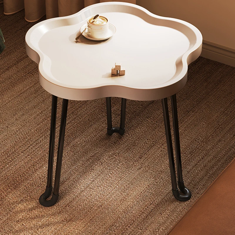 Modern Minimalist Round MDF Iron Flower-Shaped Foldable Side Table For Living Room And Bedroom