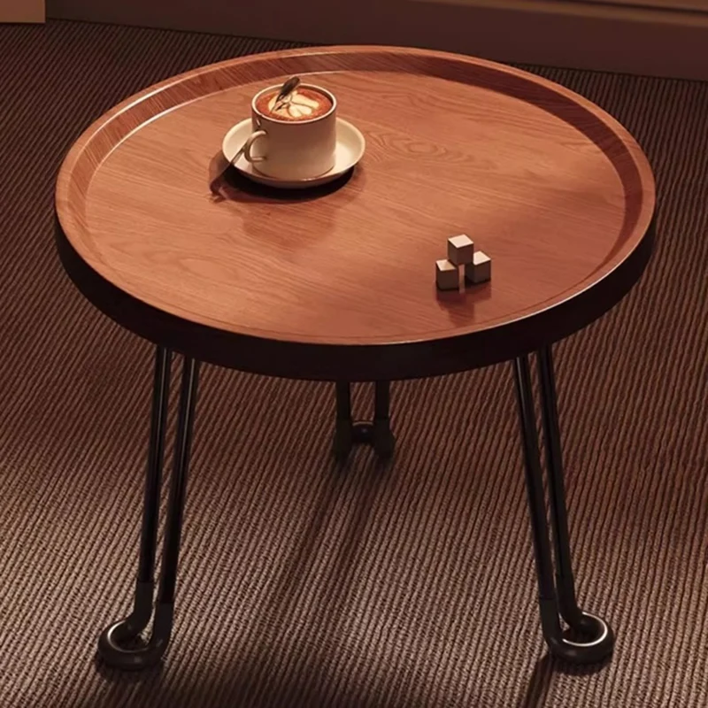 Modern Minimalist Round MDF Iron Flower-Shaped Foldable Side Table For Living Room And Bedroom