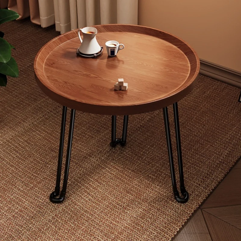 Modern Minimalist Round MDF Iron Flower-Shaped Foldable Side Table For Living Room And Bedroom