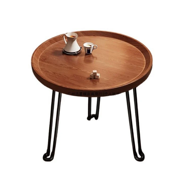 Modern Minimalist Round MDF Iron Flower-Shaped Foldable Side Table For Living Room And Bedroom