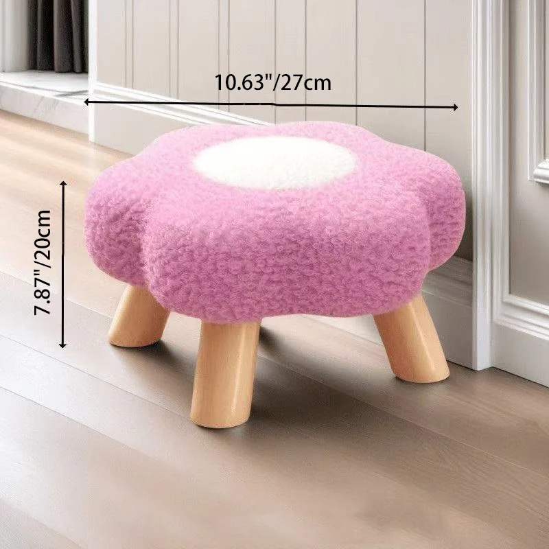 Contemporary Creative Kids Lamb Fleece Flower-Shaped Stackable Low Stool Backless Armless Design For Living Room & Bedroom