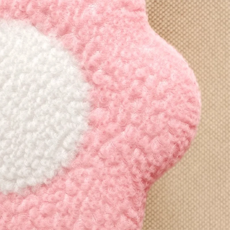 Contemporary Creative Kids Lamb Fleece Flower-Shaped Stackable Low Stool Backless Armless Design For Living Room & Bedroom