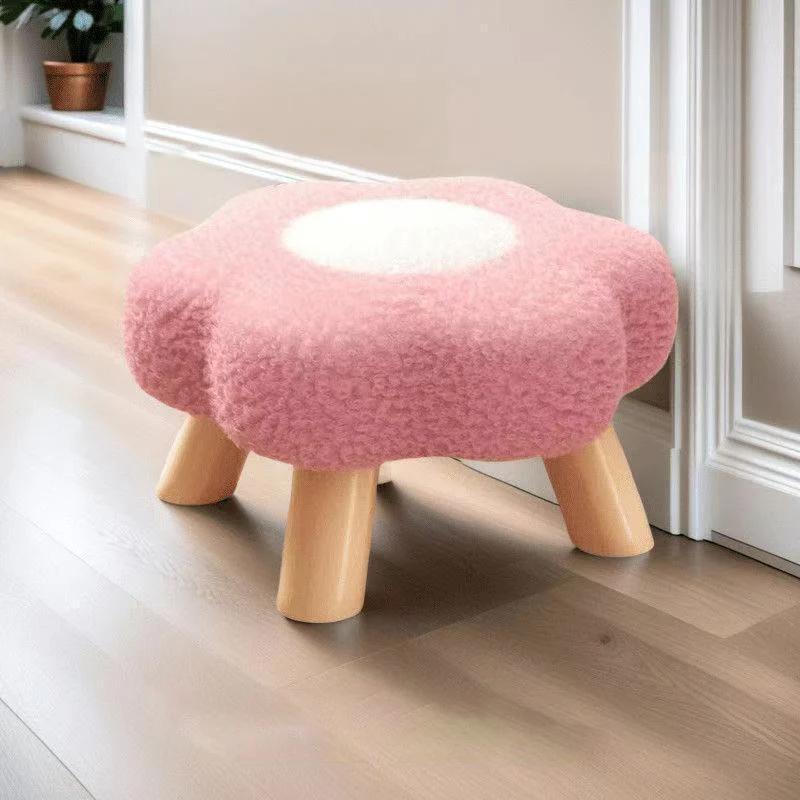 Contemporary Creative Kids Lamb Fleece Flower-Shaped Stackable Low Stool Backless Armless Design For Living Room & Bedroom
