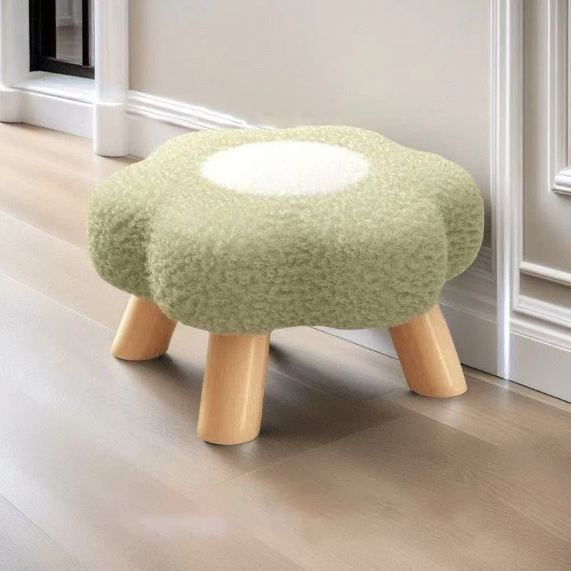 Contemporary Creative Kids Lamb Fleece Flower-Shaped Stackable Low Stool Backless Armless Design For Living Room & Bedroom