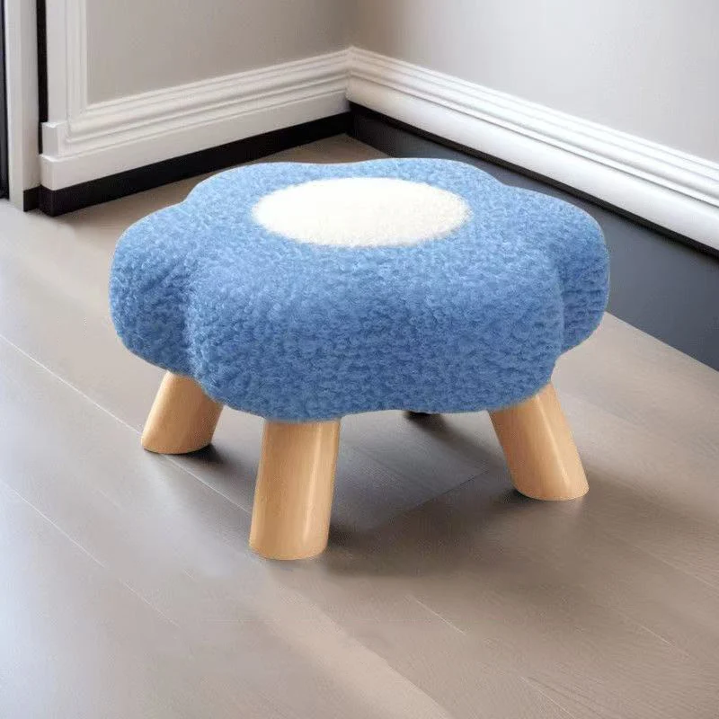 Contemporary Creative Kids Lamb Fleece Flower-Shaped Stackable Low Stool Backless Armless Design For Living Room & Bedroom