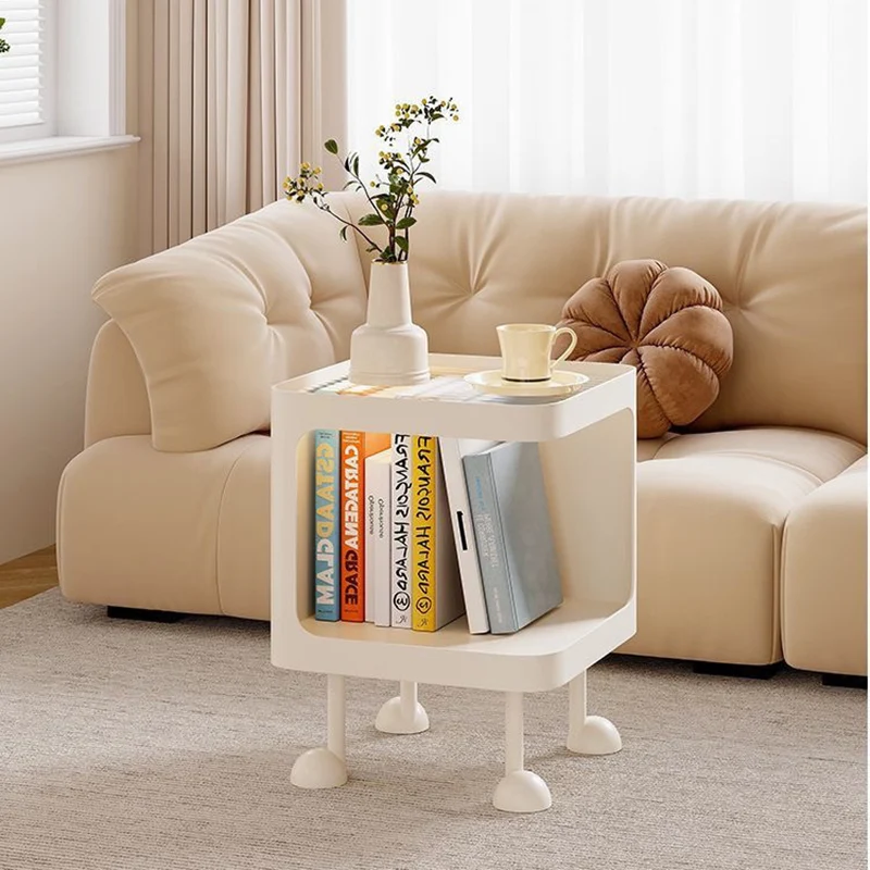 Contemporary Scandinavian Glass Square Nightstand Carbon Steel Frame 2-Tier Side Table For Living Room & Bedroom