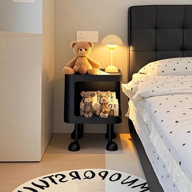 Contemporary Scandinavian Glass Square Nightstand Carbon Steel Frame 2-Tier Side Table For Living Room & Bedroom