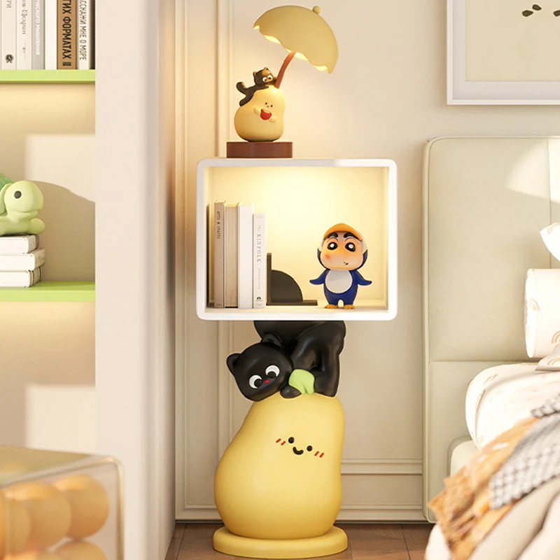 Contemporary Creative Kids MDF Resin Pear Square Shape Nightstand 2-Tier For Living Room & Bedroom