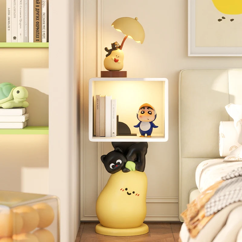 Contemporary Creative Kids MDF Resin Pear Square Shape Nightstand 2-Tier For Living Room & Bedroom