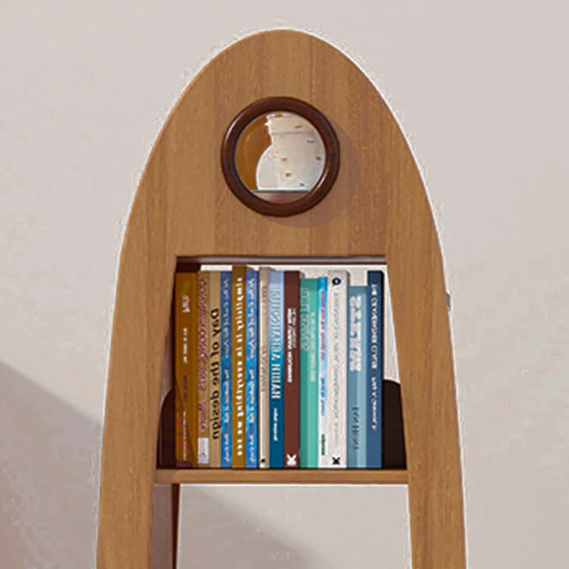 Contemporary Creative Solid Wood Hardware Plastic Rocket-Shaped Swivel Bookshelf With 4-Tier Storage For Living Room & Bedroom