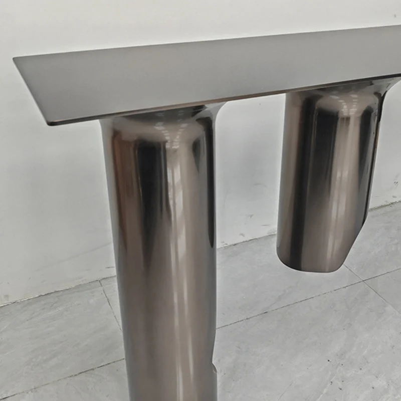 Contemporary Nordic Stainless Steel & Marble Rectangular Console Table With Single Shelf For Entryway, Living Room & Bedroom
