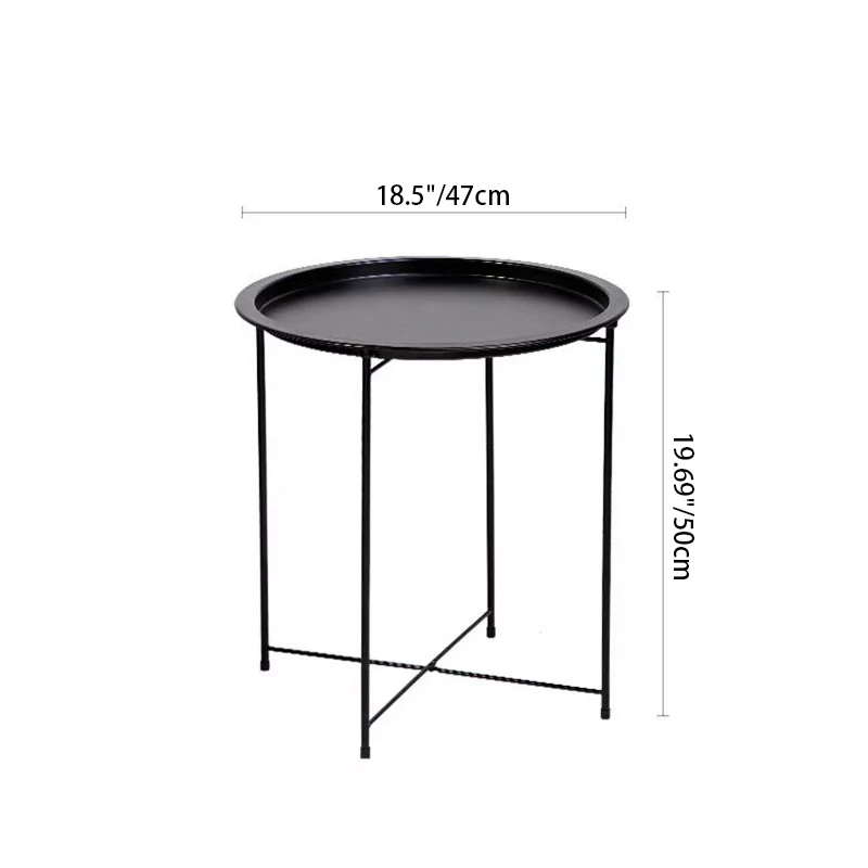 Modern Minimalist Carbon Steel Round Side Table 1 Tier For Living Room And Bedroom