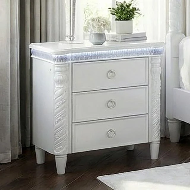 Furniture of America Swindon FM74007WH-N Nightstand with LED