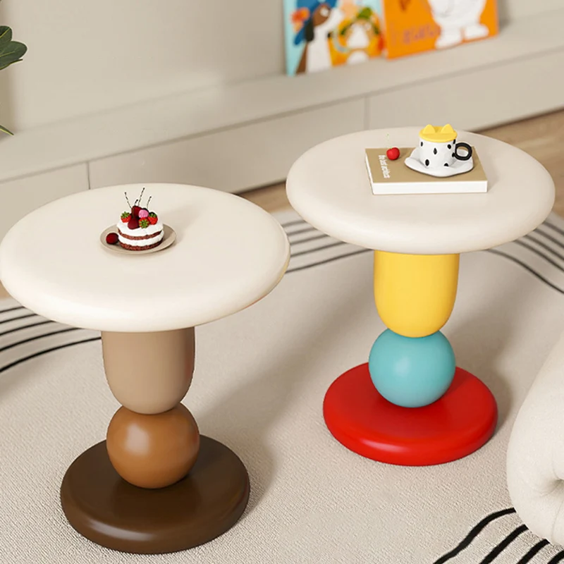 Contemporary Creative Resin Round Nightstand With 1-Tier For Living Room & Bedroom