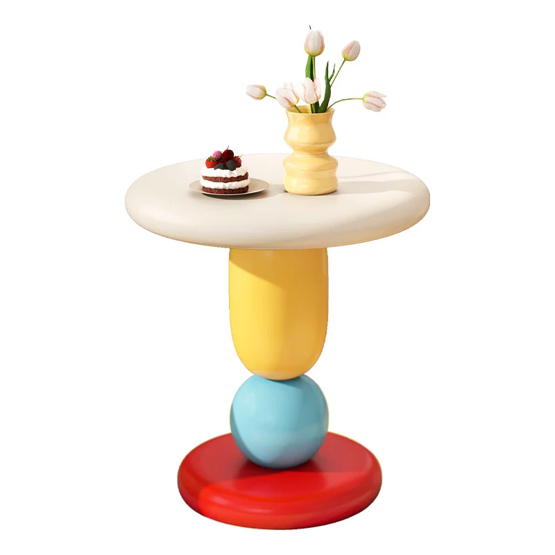 Contemporary Creative Resin Round Nightstand With 1-Tier For Living Room & Bedroom