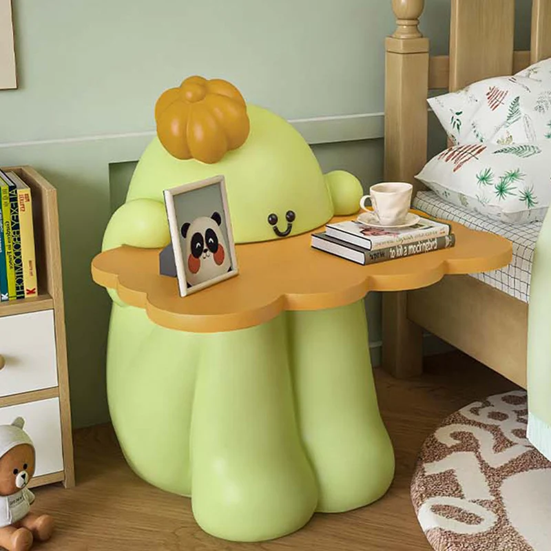 Contemporary Creative MDF Resin Cactus Shape Nightstand 1-Tier For Living Room & Bedroom
