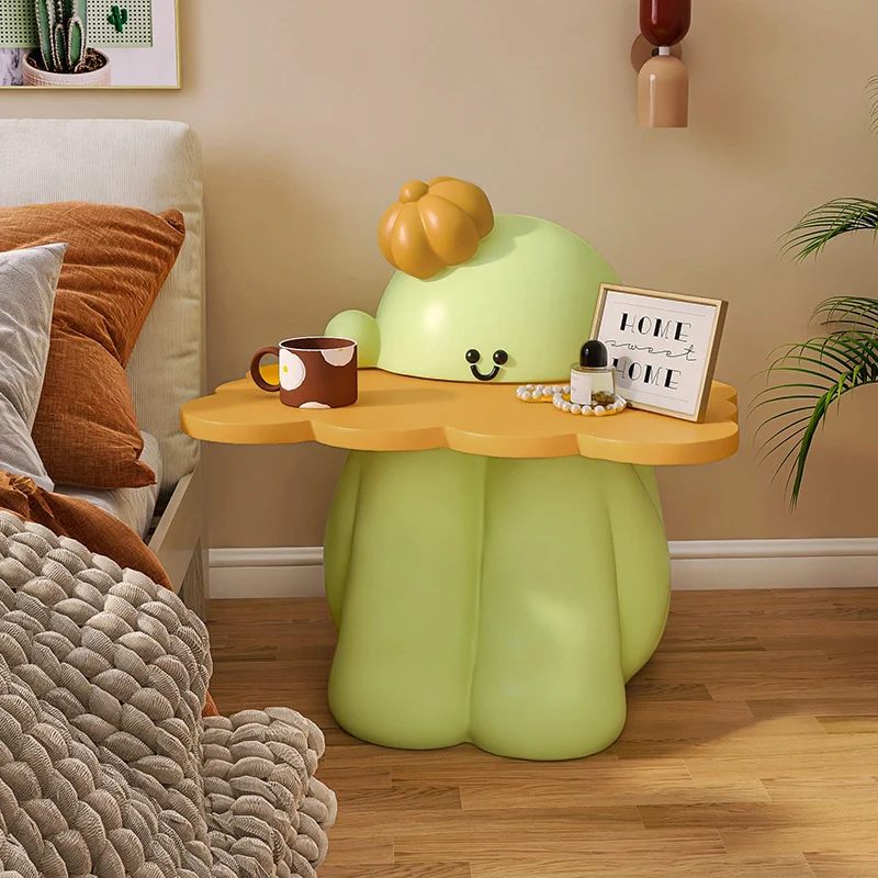 Contemporary Creative MDF Resin Cactus Shape Nightstand 1-Tier For Living Room & Bedroom