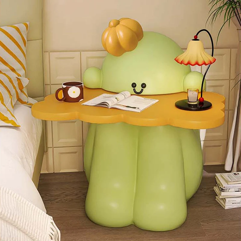Contemporary Creative MDF Resin Cactus Shape Nightstand 1-Tier For Living Room & Bedroom