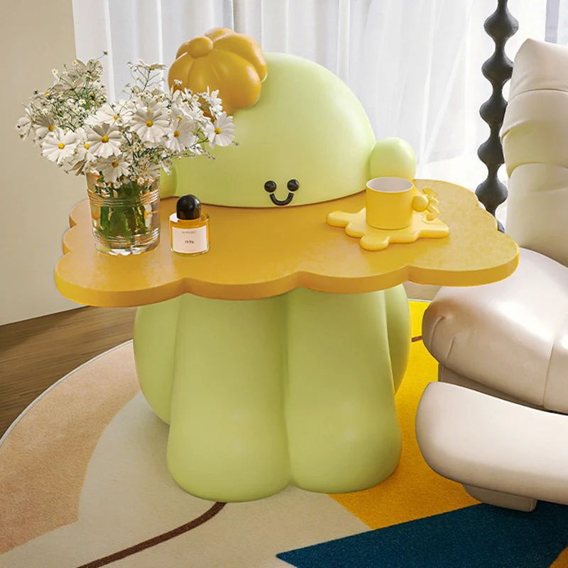 Contemporary Creative MDF Resin Cactus Shape Nightstand 1-Tier For Living Room & Bedroom