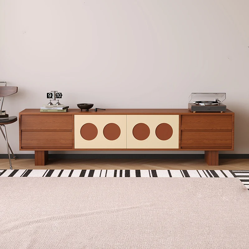 Contemporary Scandinavian Ash Wood Solid Wood Multi-Layer Board Rectangular TV Stand 4-Drawer For Living Room