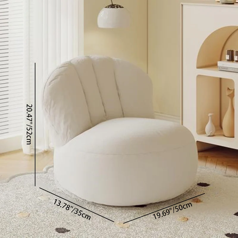 Contemporary Nordic Curved Sherpa Fabric Cotton-Linen EPS Particles Accent Chair Backrest Armless For Living Room