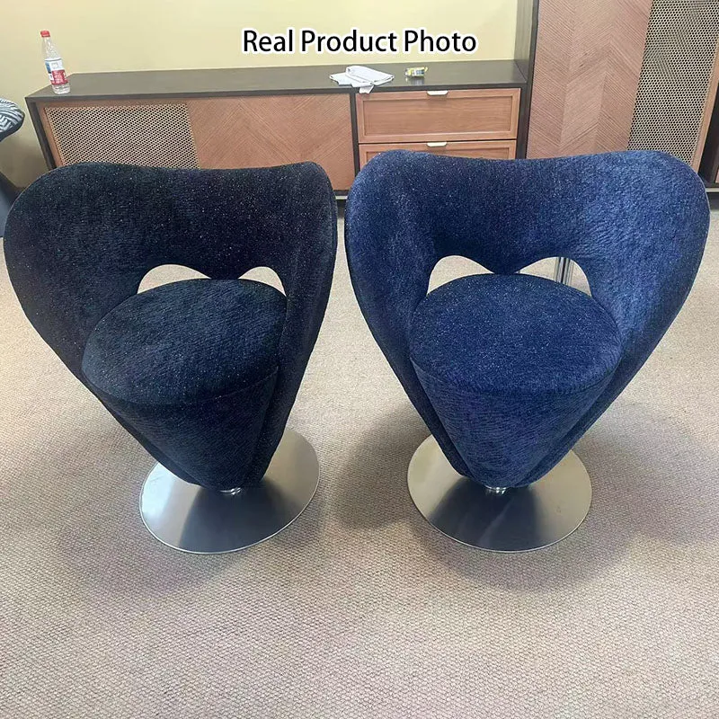 Contemporary Luxury Curved Chenille Fabric Stainless Steel Vanity Stool Backrest Armless For Bedroom