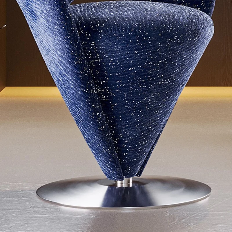 Contemporary Luxury Curved Chenille Fabric Stainless Steel Vanity Stool Backrest Armless For Bedroom